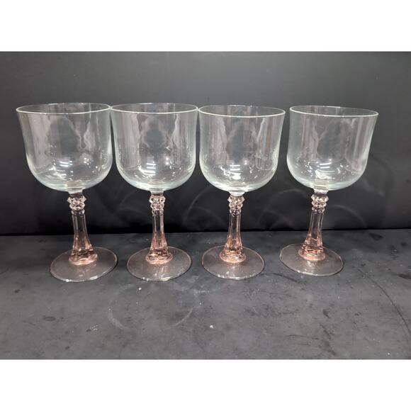 Cristal D'Arques Durand Blush Pink Wine Glasses, French Stemware, Set of 4, 8 Oz - Picture 2 of 9